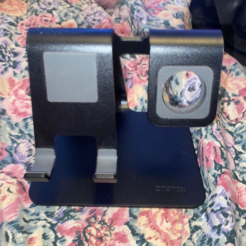 Black phone and apple watch holder